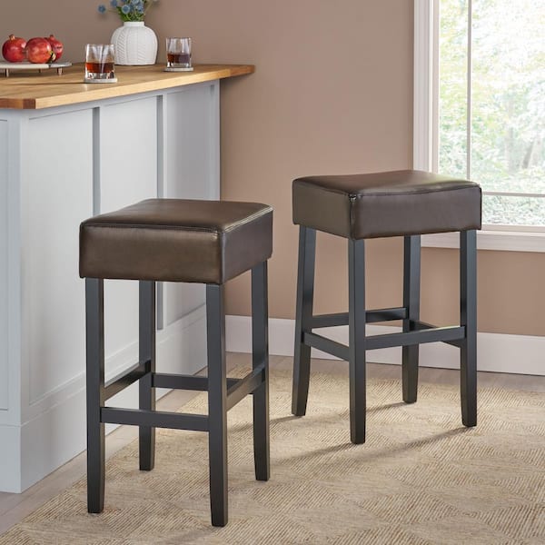 Lopez 30 in. Brown Backless Bar Stool (Set of 2)