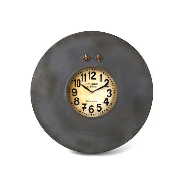 Zentique Paris Round Iron Clock with Fleur De Lis PC002 The