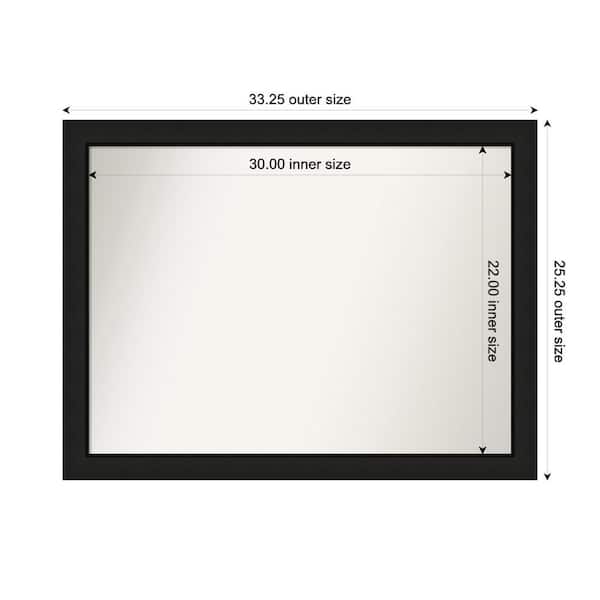 Amanti Art Midnight Black Narrow 33.25 in. x 25.25 in. Custom Non-Beveled Wood FramedBathroom Vanity Wall Mirror