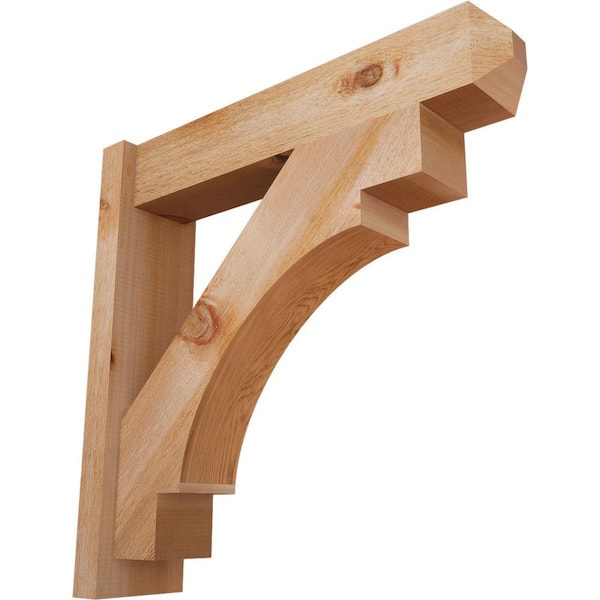 Ekena Millwork 6 in. x 26 in. x 26 in. Western Red Cedar Merced Craftsman Rough Sawn Outlooker