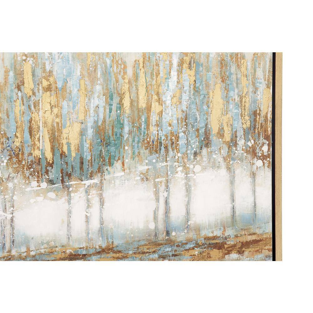 39" Blue and Gold Abstract Tree Canvas Wall Art with Frame