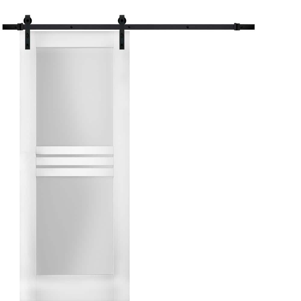 Assembly Required 24 in. x 84 in. 1-Panel White Finished MDF Sliding Door with Black Barn Hardware price history on PriceWatchPro