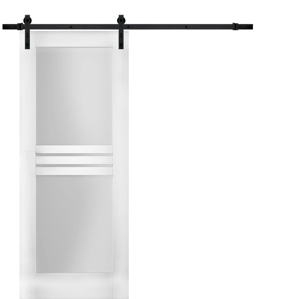Assembly Required 24 in. x 96 in. 1-Panel White Finished MDF Sliding Door with Black Barn Hardware price history on PriceWatchPro