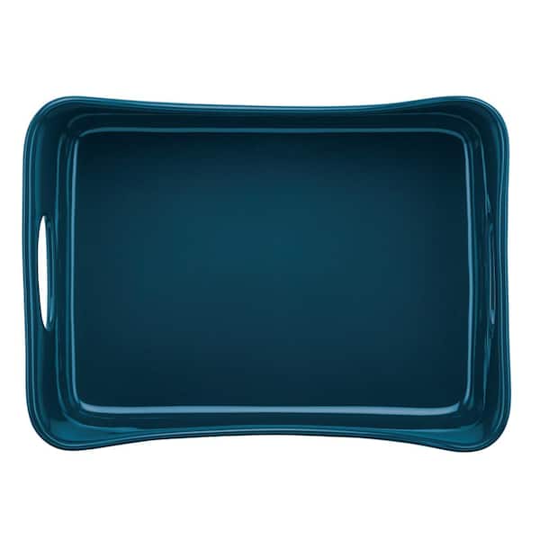 Rachael Ray 9 in. x 13 in. Teal Ceramics Rectangular Baker, Blue