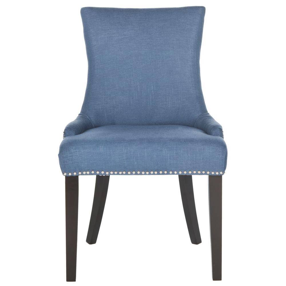 Transitional Linen Upholstered Parsons Side Chair in Blue