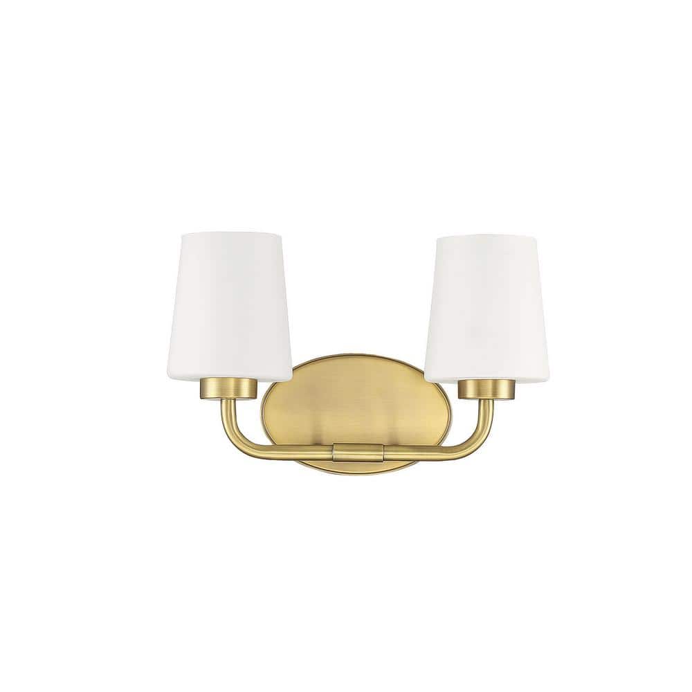 Capra Warm Brass 2-Light Vanity with Opal Glass Shades