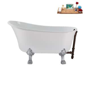 51 in. Acrylic Clawfoot Non-Whirlpool Bathtub in Glossy White, Matte Oil Rubbed Bronze Drain, Polished Chrome Clawfeet