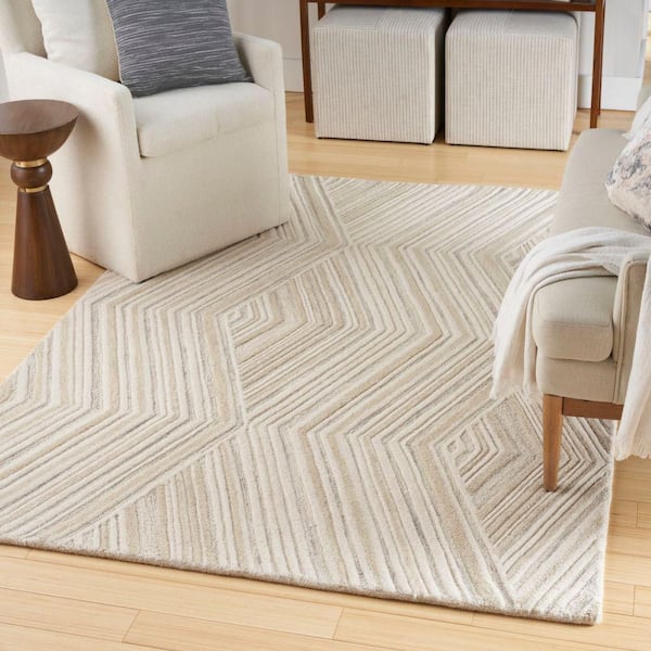 Graceful Ivory 4 ft. x 6 ft. Geometric Contemporary Area Rug