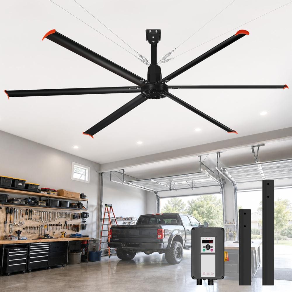 168 in. Industrial Aluminum 6 Blade Ceiling Fan HVLS 120V-1Phase Ceiling Fan with Downrod，  Wall Control price history on PriceWatchPro