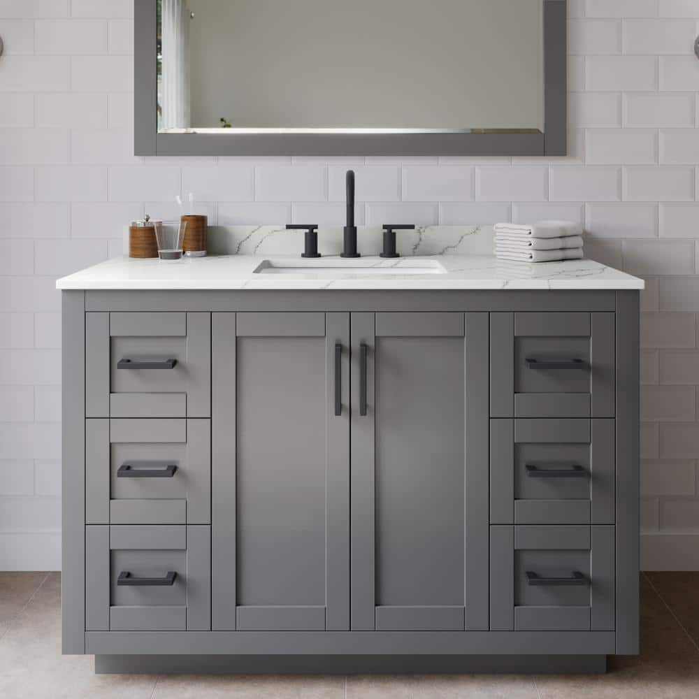 Miranda 48 in. W x 22 in. D x 33.75 in. H Single Bath Vanity in Dark Gray with Giotto Quartz Top price history on PriceWatchPro