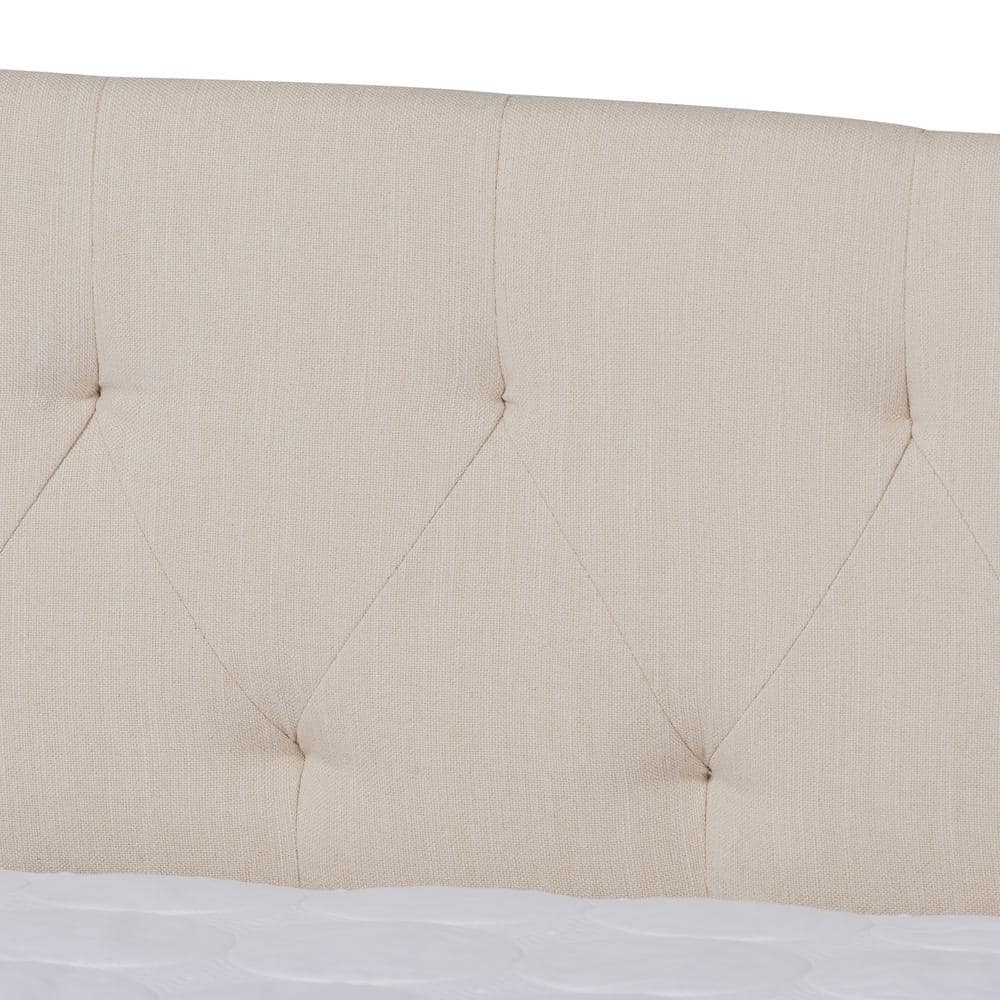 Beige Upholstered Full Daybed with Trundle and Tufted Design
