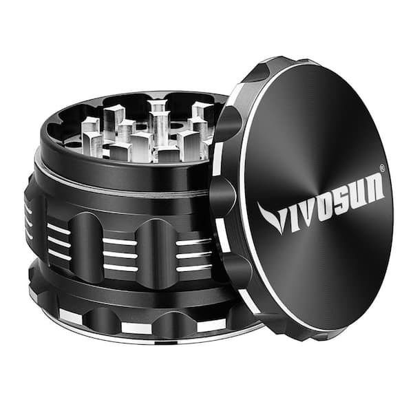 VIVOSUN 2.5 4 Pieces Black Herb Grinder Aluminium Spice Grinder