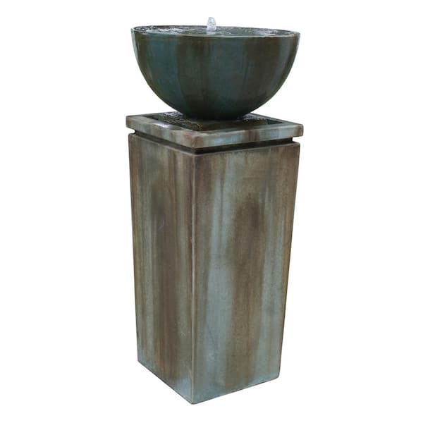 A & B Home Zen 45.3 in. Antique Green Outdoor Floor Garden Rustic Spitter Fountain