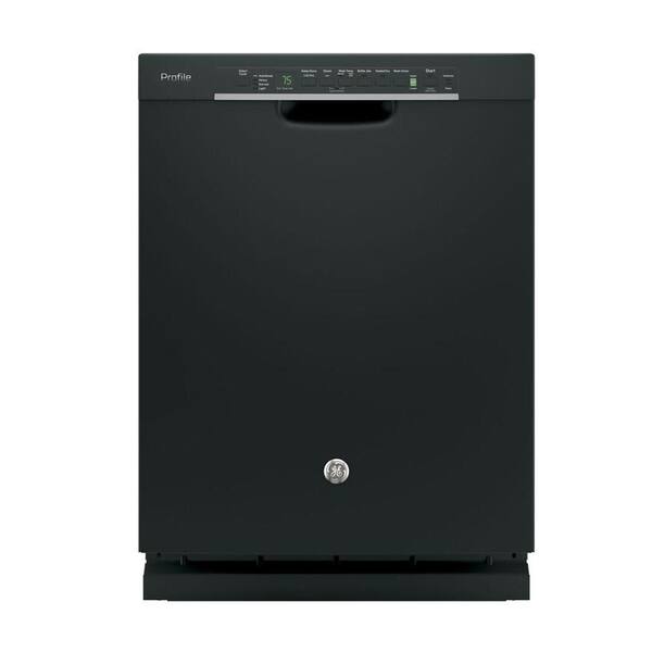 GE Profile Front Control Dishwasher in Black with Stainless Steel Tub and Steam Prewash