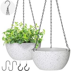 9 in. Dia White Plastic Hanging Basket with Drainage Holes (2-Pack)
