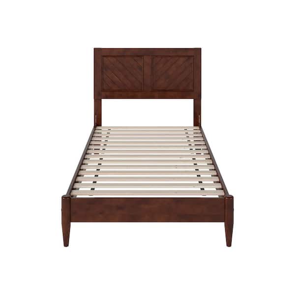 Berkshire Walnut Brown Solid Wood Frame Twin XL Low Profile Platform Bed