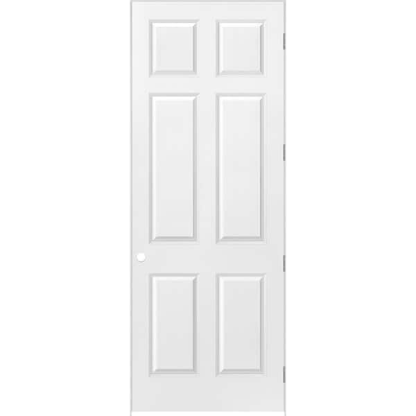 Masonite 24 in. x 96 in. 6-Panel Left-Handed Hollow-Core Textured Primed White Composite Single Prehung Interior Door