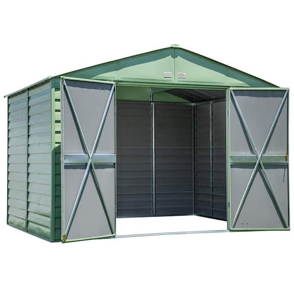 Arrow 10 ft. x 8 ft. Green Metal Storage Shed With Gable Style Roof 74 Sq. Ft.