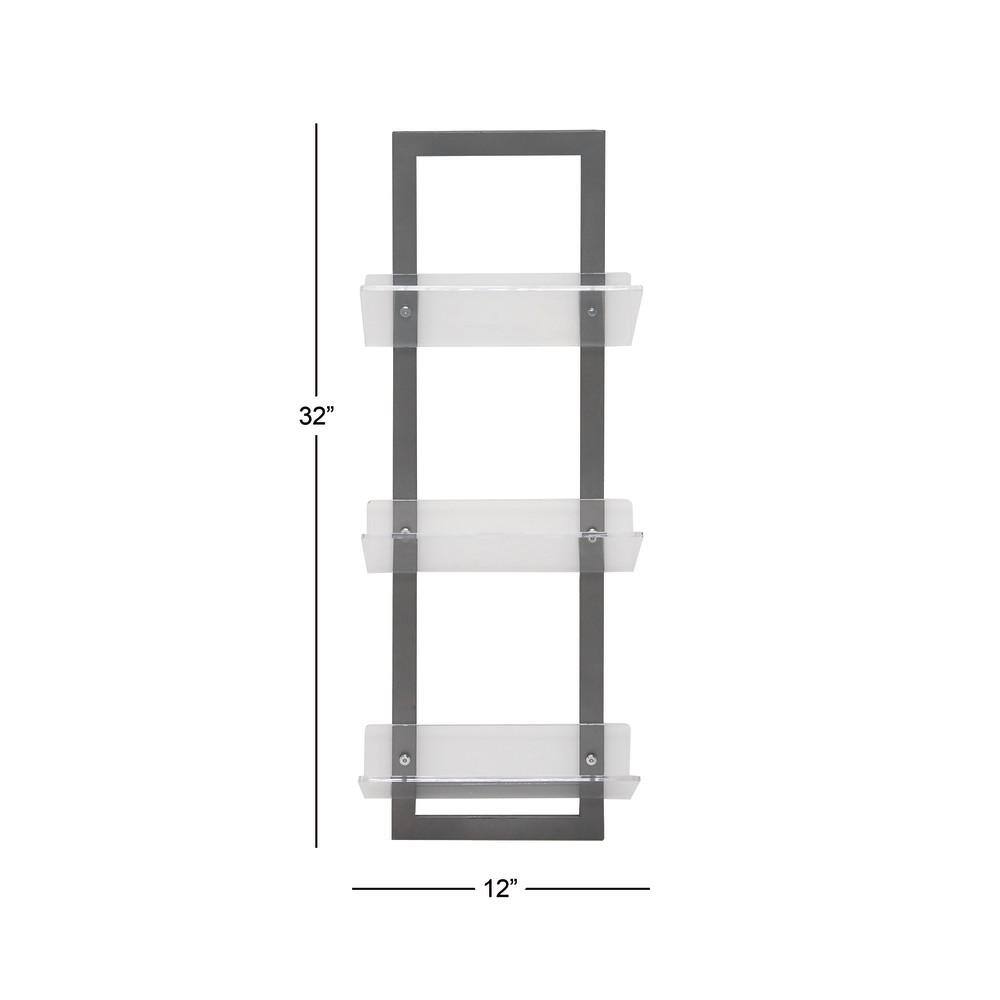 Sleek Gray Iron and Acrylic Floating Wall Shelf, 32" x 12"