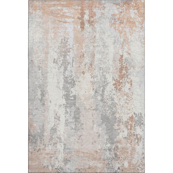 Mayfield Premium Machine Washable Abstract AMF1848 Coral 3 ft. x 4 ft. Area Rug