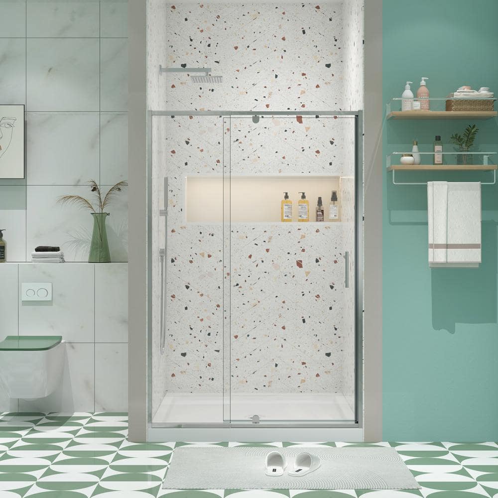 42 in. W x 71 in. H Pivot Framed Shower Door in Chrome Finish with Tempered Glass price history on PriceWatchPro