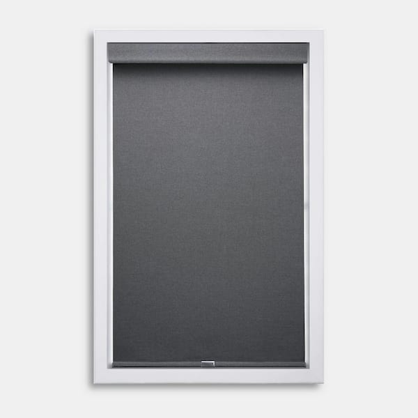Perfect Lift Window Treatment Gray Cordless Blackout Polyester Roller Shade, 23 in. W x 72 in. L