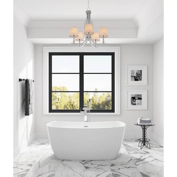Home Decorators Collection Birkett 56 in. Acrylic Flatbottom Non-Whirlpool Bathtub in White