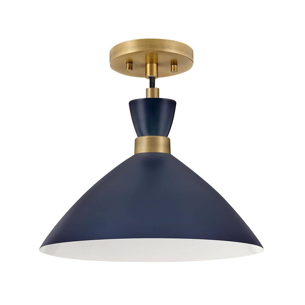 Simon Matte Navy & Heritage Brass 1-Light Pendant