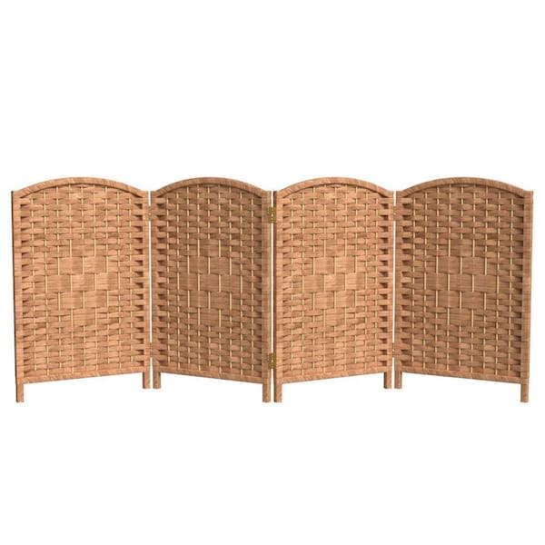 2 ft. Short Diamond Weave Fiber Folding Screen - Natural - 4 Panel