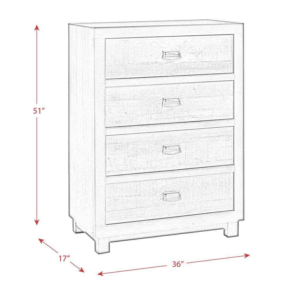 Harrison Rustic Brown 4-Drawer Chest with Felt Lined Top