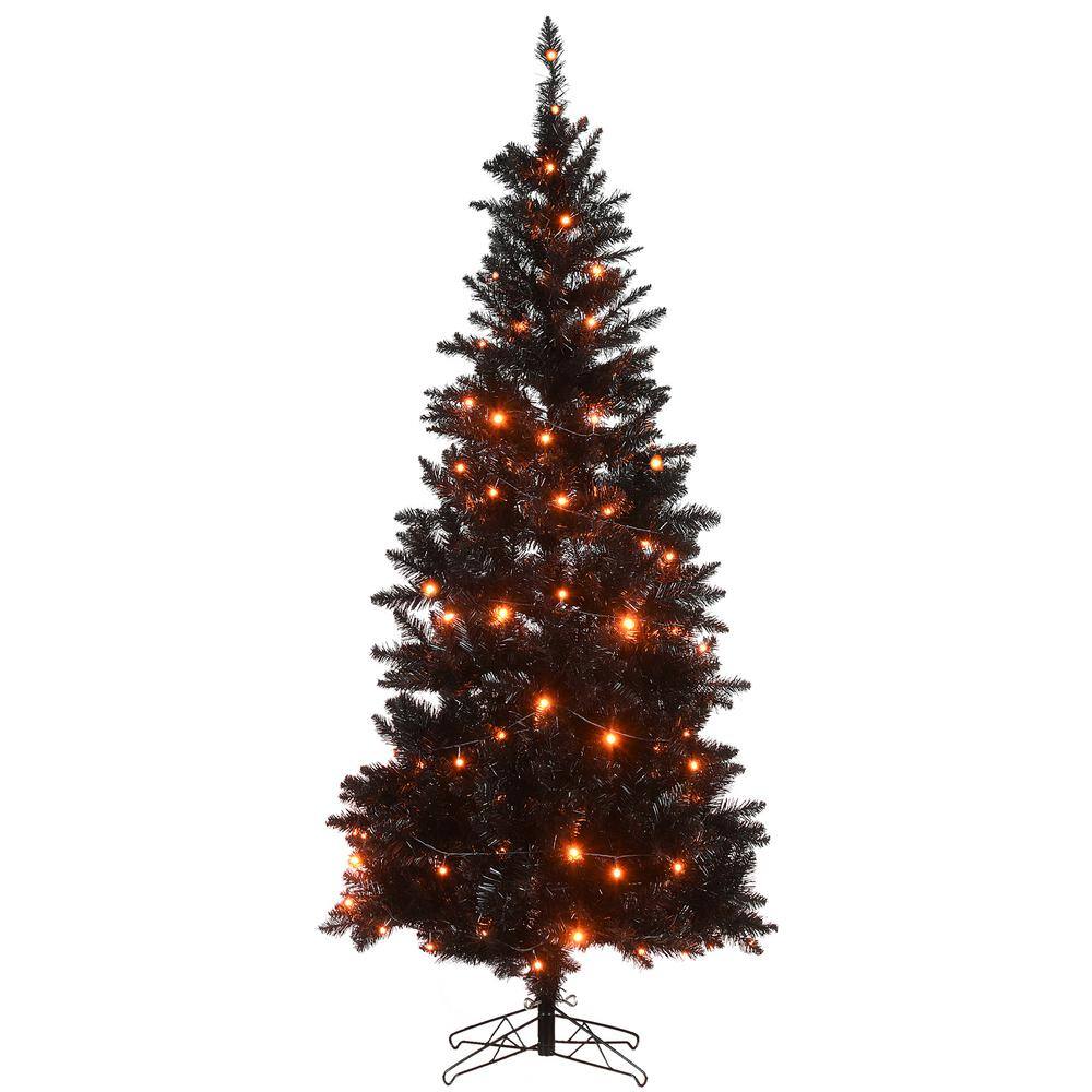National Tree Company 6 ft. Black Slim Artificial Halloween Tree with