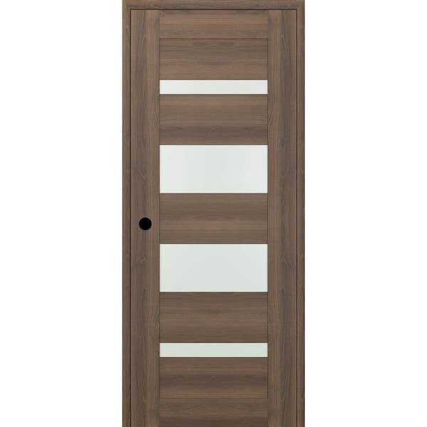 Belldinni Vona 07-01 28 in. x 96 in. Right-Hand 5-Lite Frosted Glass PecanNutwood Composite Wood Single Prehung Interior Door