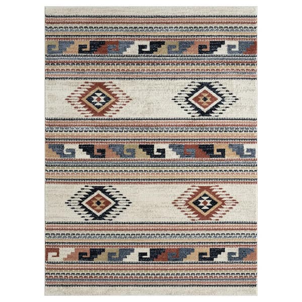 Abani Sedona Southwestern Diamond Pattern Beige/Red 6 ft. x 9 ft. Area Rug