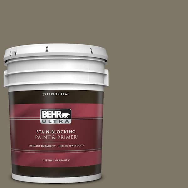 BEHR ULTRA 5 gal. Home Decorators Collection #HDC-NT-05 Aged Olive Flat Exterior Paint & Primer