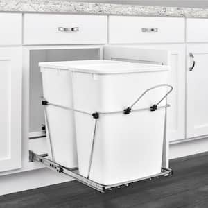 White Double Pull Out Trash Can 35 qt. for Kitchen