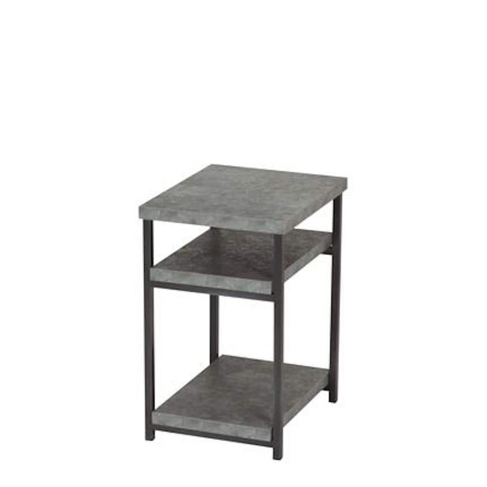 Gray Faux Concrete Slate Industrial Side Table