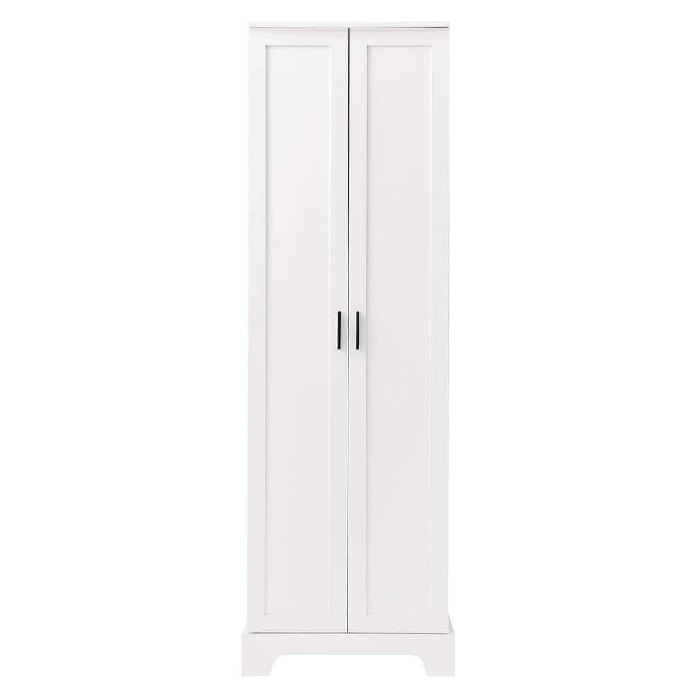 23.3 in. W x 16.9 in. D x 71.2 in. H White Tall Linen Cabinet with Adjustab