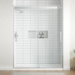 Elsie 60 in. W x 75.98 in. H Bypass Sliding Frameless Shower Door in Chrome Finish with Clear Glass