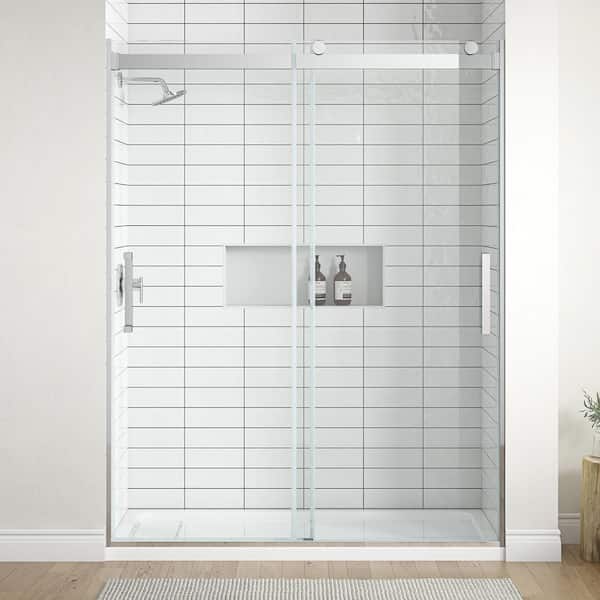 Home Decorators Collection Elsie 60 in. W x 75.98 in. H Bypass Sliding Frameless Shower Door in Chrome Finish with Clear Glass