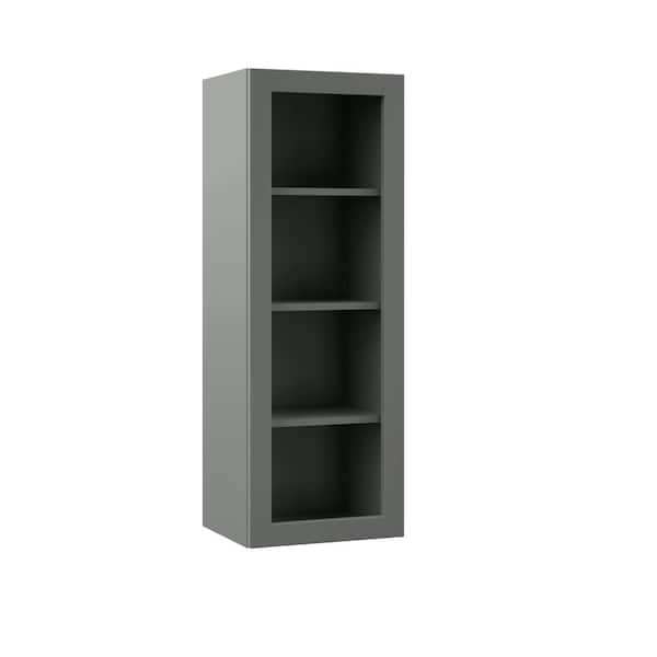 Hampton Bay Designer Series Melvern Storm Gray Shaker Assembled Wall Open Shelf Kitchen Cabinet (15 in. x 42 in. x 12 in.)