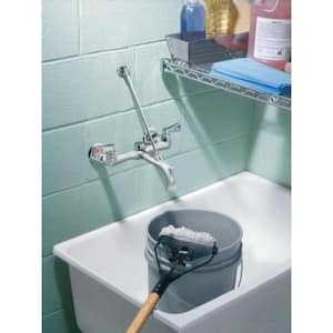Commercial 2-Handle Wall Mount Service Faucet in Chrome
