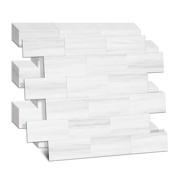 Vsmile 11.6 in. x 11.4 in. x 0.12 in. White Peel and Stick Backsplash for Kitchen, Self-Adhesive Vinyl Wall Tile, 10-Pack