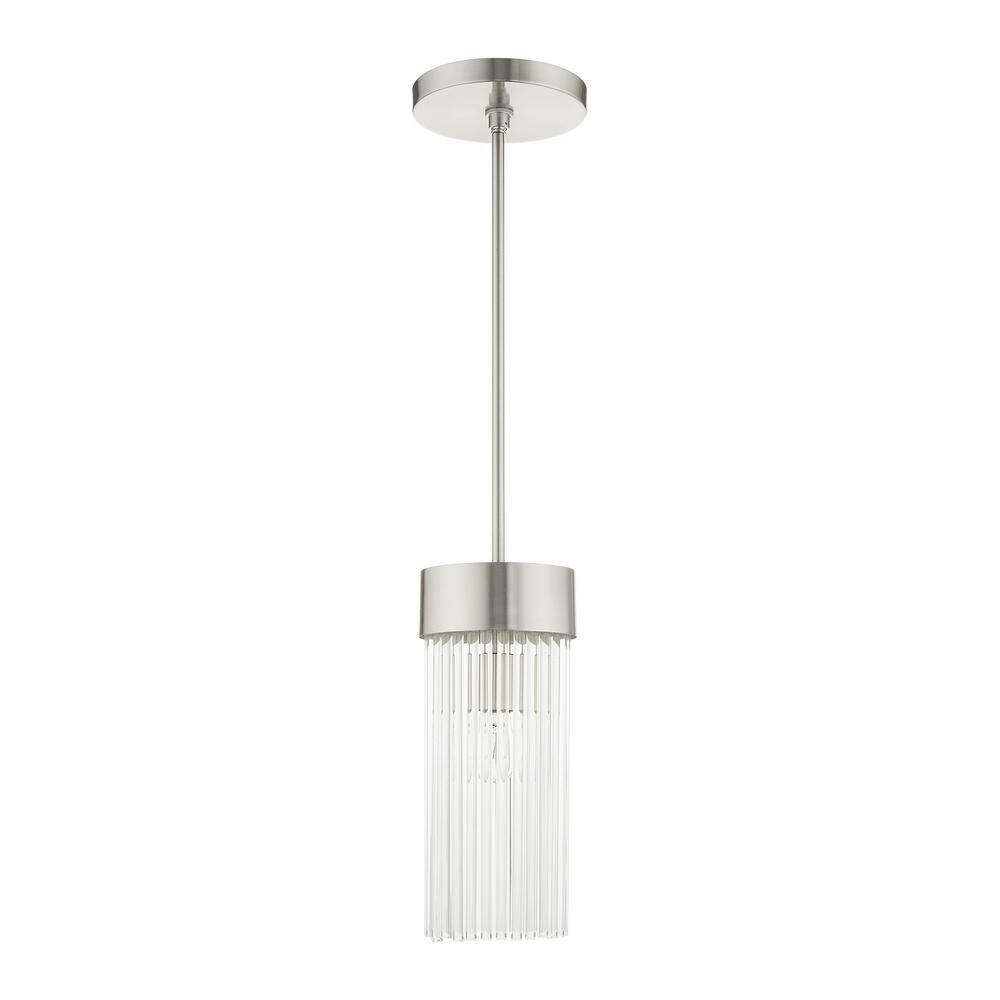 Brushed Nickel Crystal Drum Pendant Light