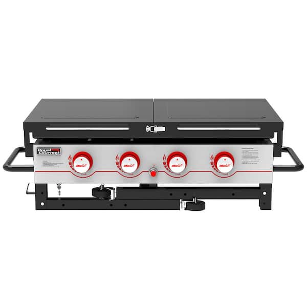 Royal Gourmet GB4000F 36 in. 4-Burner Propane BBQ Grill in Black Flat Top Gas Griddle with Top Cover Lid, for Large Outdoor Camping - 3