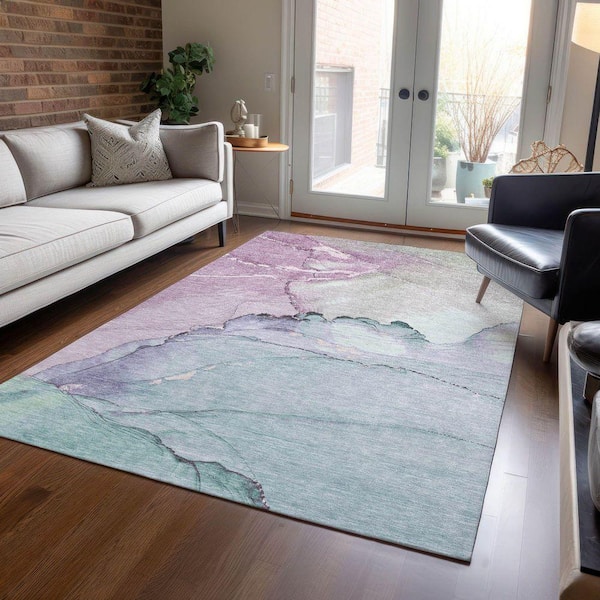 Chantille Machine Washable Indoor/Outdoor Abstract ACN1783 Seafoam 8 ft. x 10 ft. Area Rug
