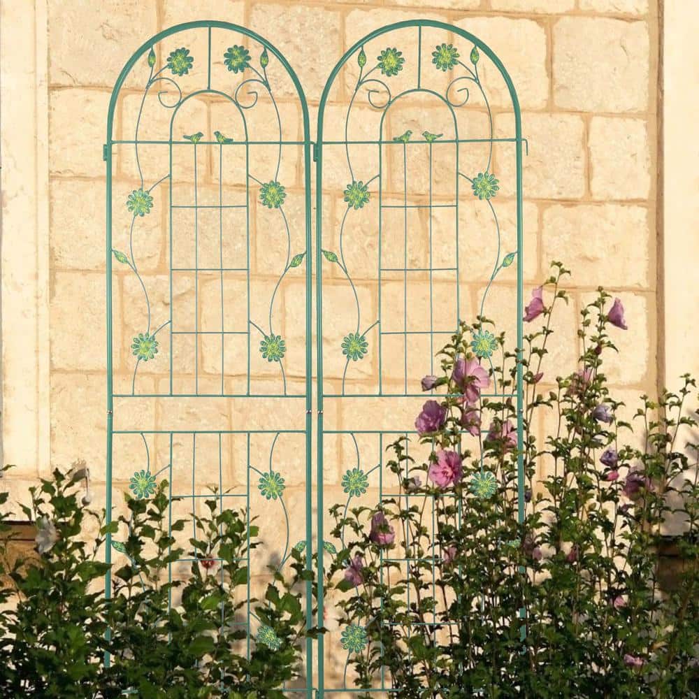 71 in. H 4-Pack Green Metal Garden Trellis Decorative Outdoor Rustproof Tre