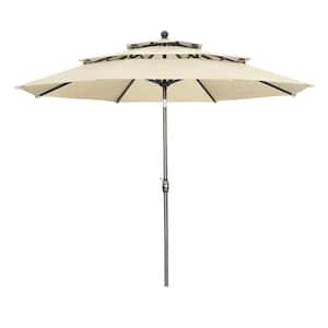 10 ft. 3-Tier Market Outdoor Patio Umbrella in Khaki