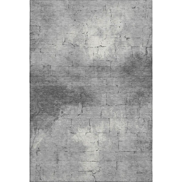 Mayfield Premium Machine Washable Abstract AMF2215 Gray 9 ft. x 12 ft. Area Rug