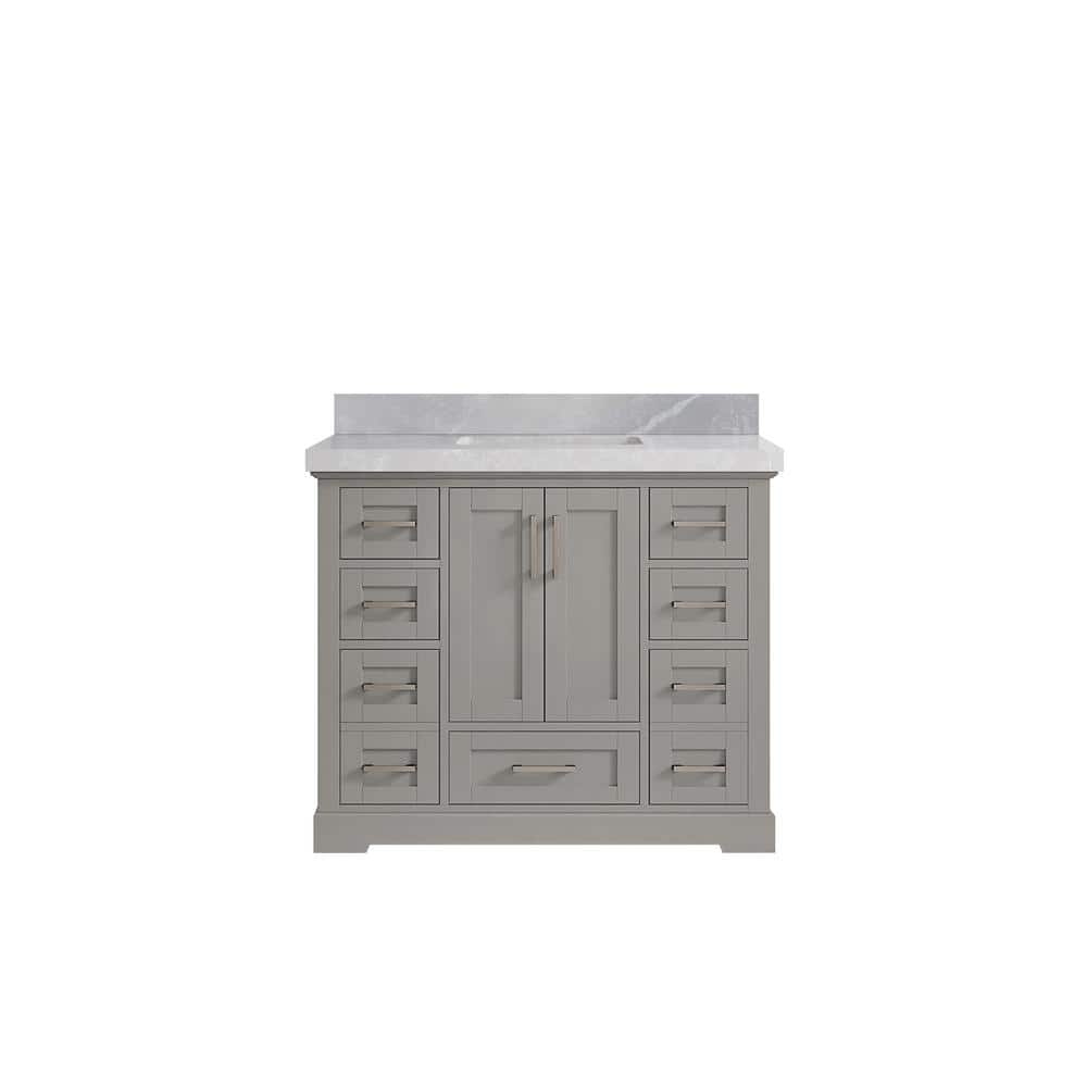 Boston 42 in. W x 22 in. D x 36 in. H Bath Vanity in Elephant Gray with 2 in. Pearl Gray Quartz Top price history on PriceWatchPro