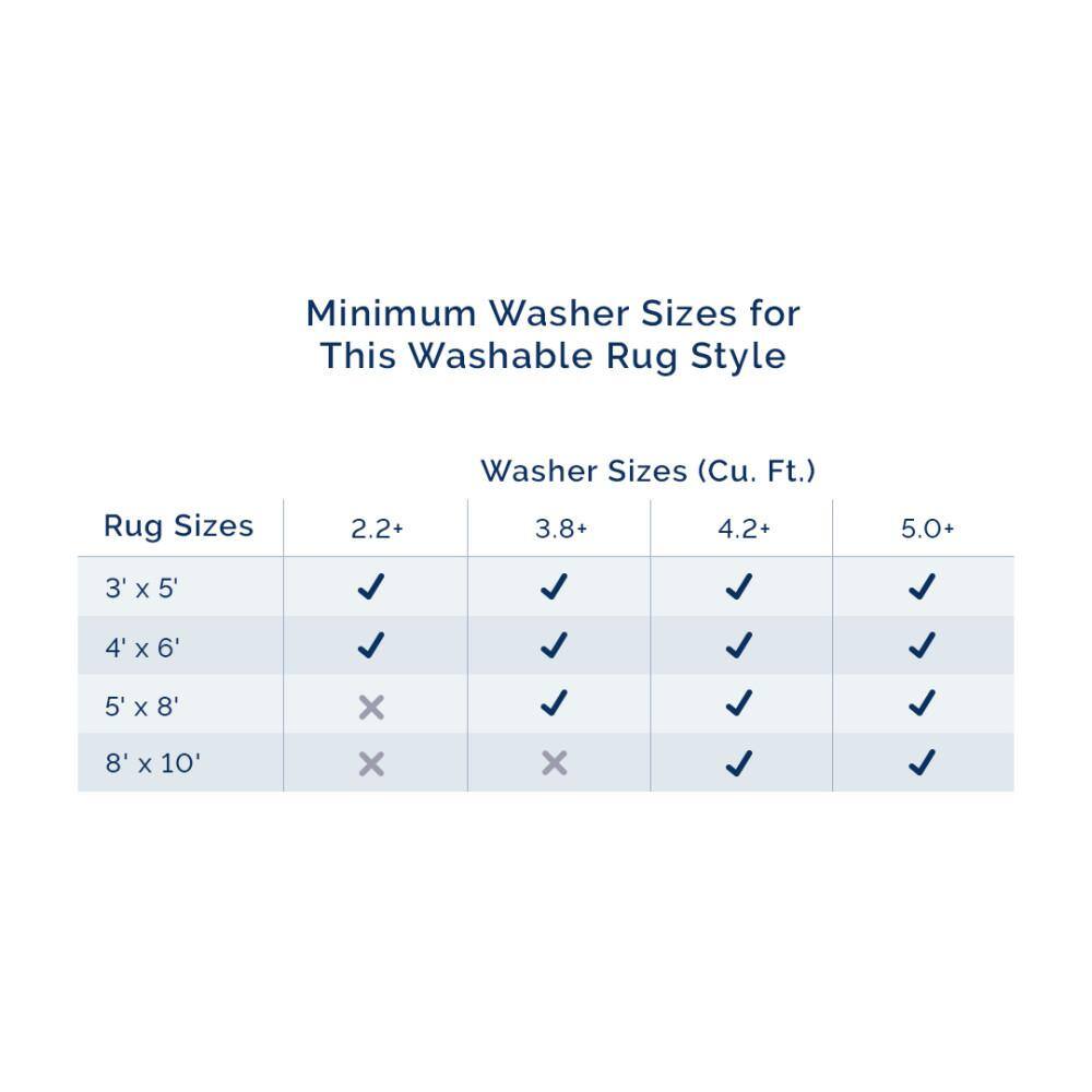 Blue and White Checkered Washable Synthetic Area Rug, 4x6